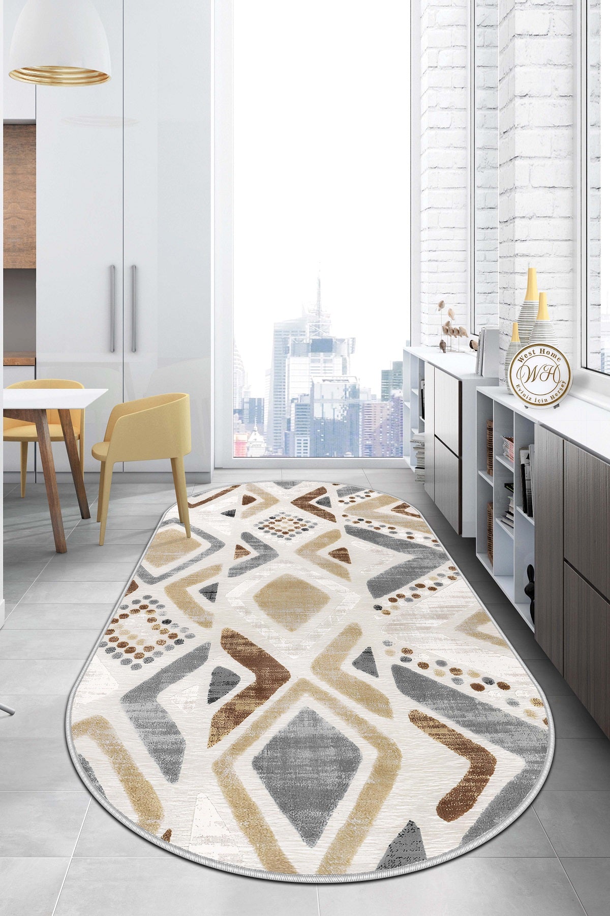 West Home Dijital Baskılı Yıkanabilir Kaymaz Taban Salon, Mutfak ve Yolluk Halısı-587 Multy