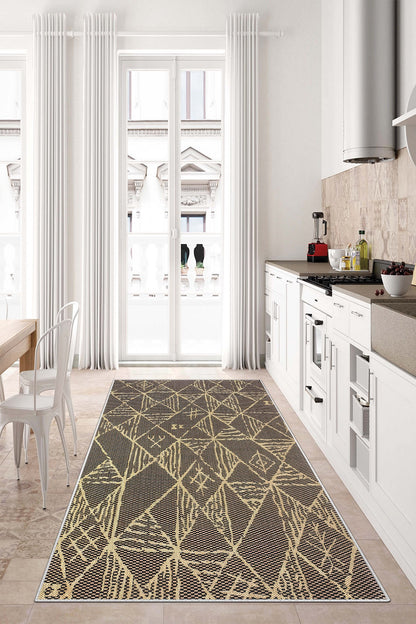 West Home Dijital Baskılı Yıkanabilir Kaymaz Taban Salon, Mutfak ve Yolluk Halısı-588 Black