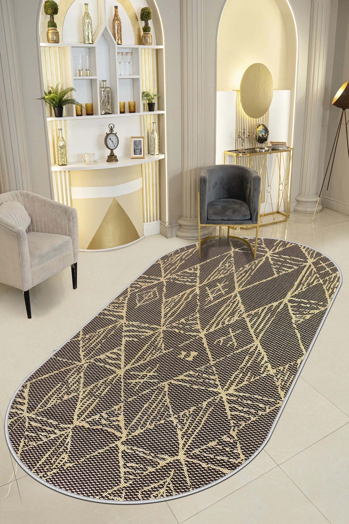 West Home Dijital Baskılı Yıkanabilir Kaymaz Taban Salon, Mutfak ve Yolluk Halısı-588 Black