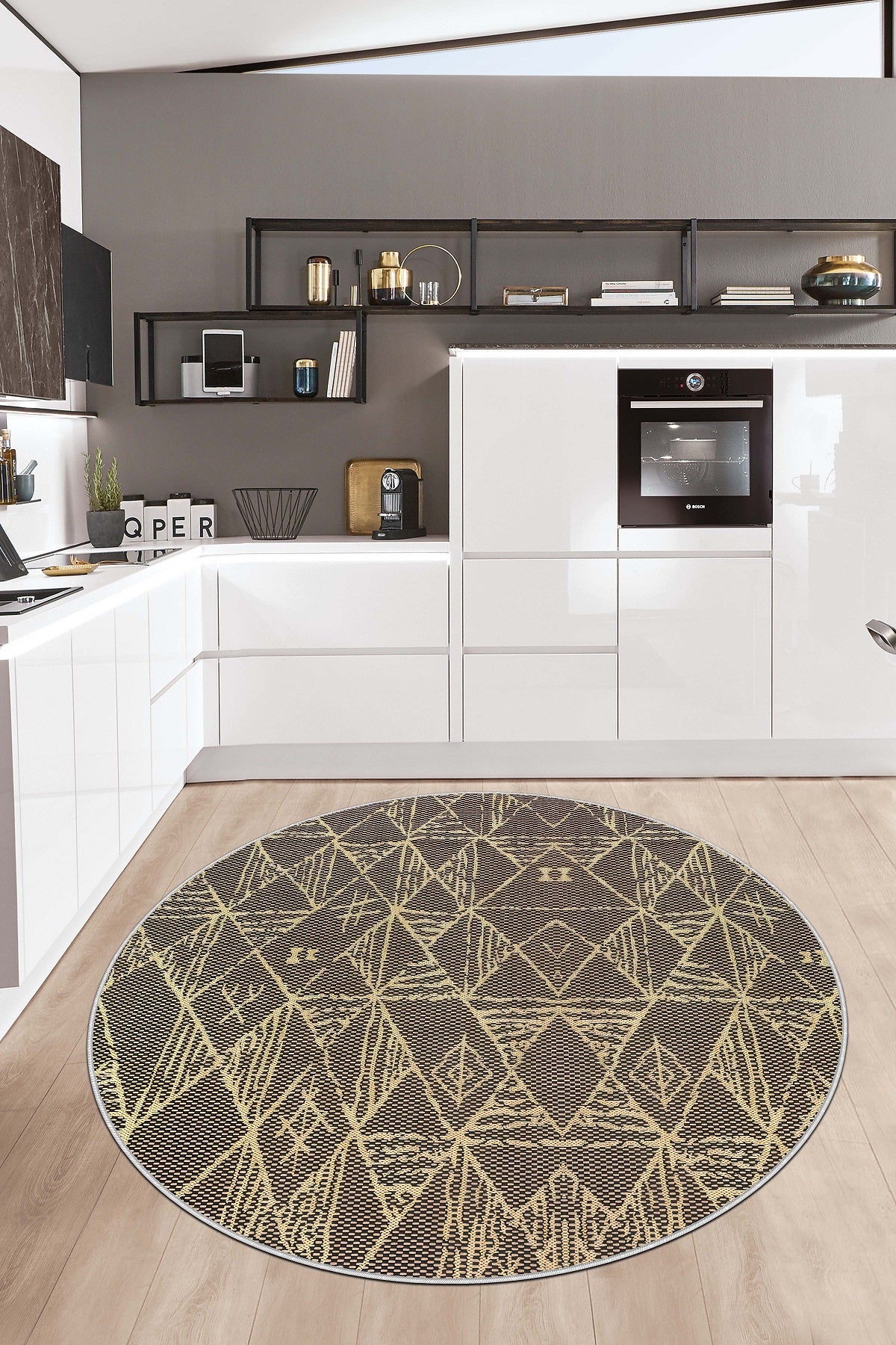 West Home Dijital Baskılı Yıkanabilir Kaymaz Taban Salon, Mutfak ve Yolluk Halısı-588 Black