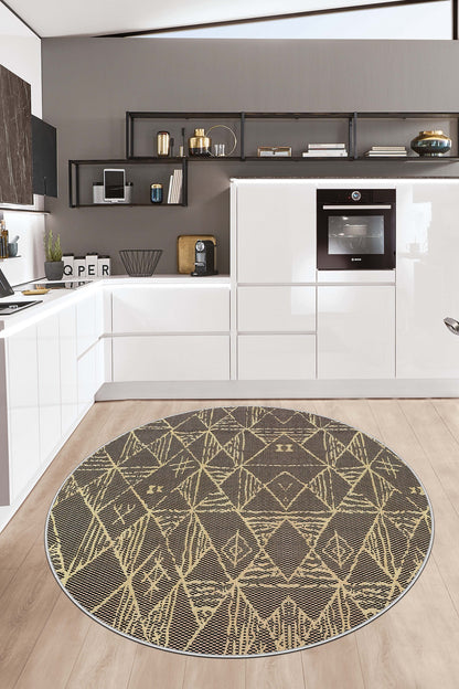 West Home Dijital Baskılı Yıkanabilir Kaymaz Taban Salon, Mutfak ve Yolluk Halısı-588 Black