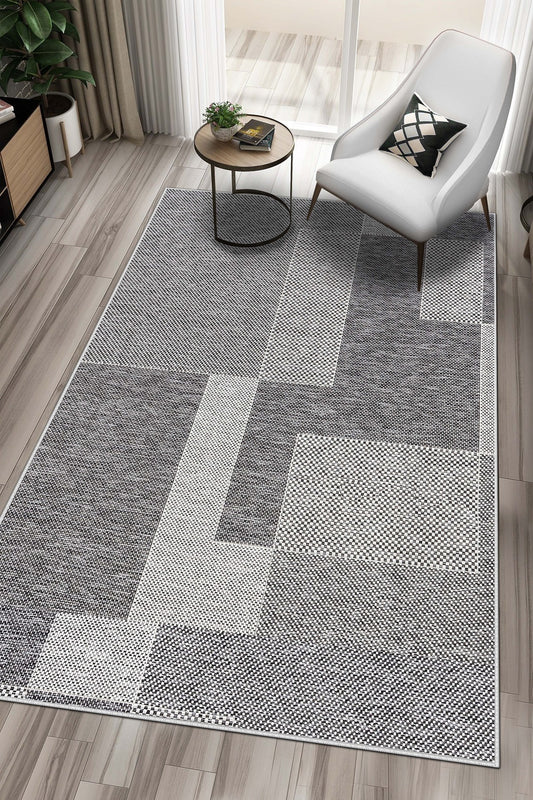 West Home Dijital Baskılı Yıkanabilir Kaymaz Taban Salon, Mutfak ve Yolluk Halısı-593 Grey