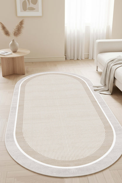 West Home Dijital Baskılı Yıkanabilir Kaymaz Taban Salon, Mutfak ve Yolluk Halısı-600 Beige
