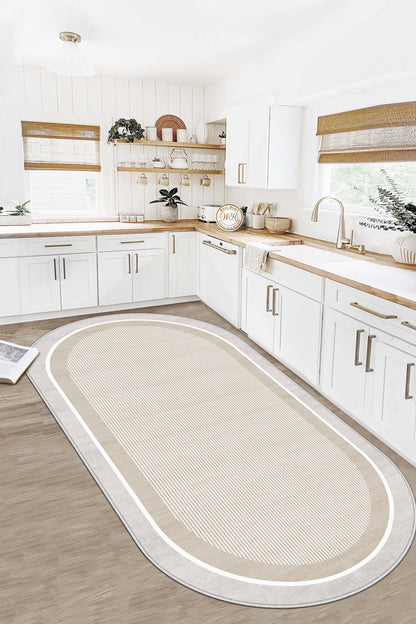 West Home Dijital Baskılı Yıkanabilir Kaymaz Taban Salon, Mutfak ve Yolluk Halısı-600 Beige