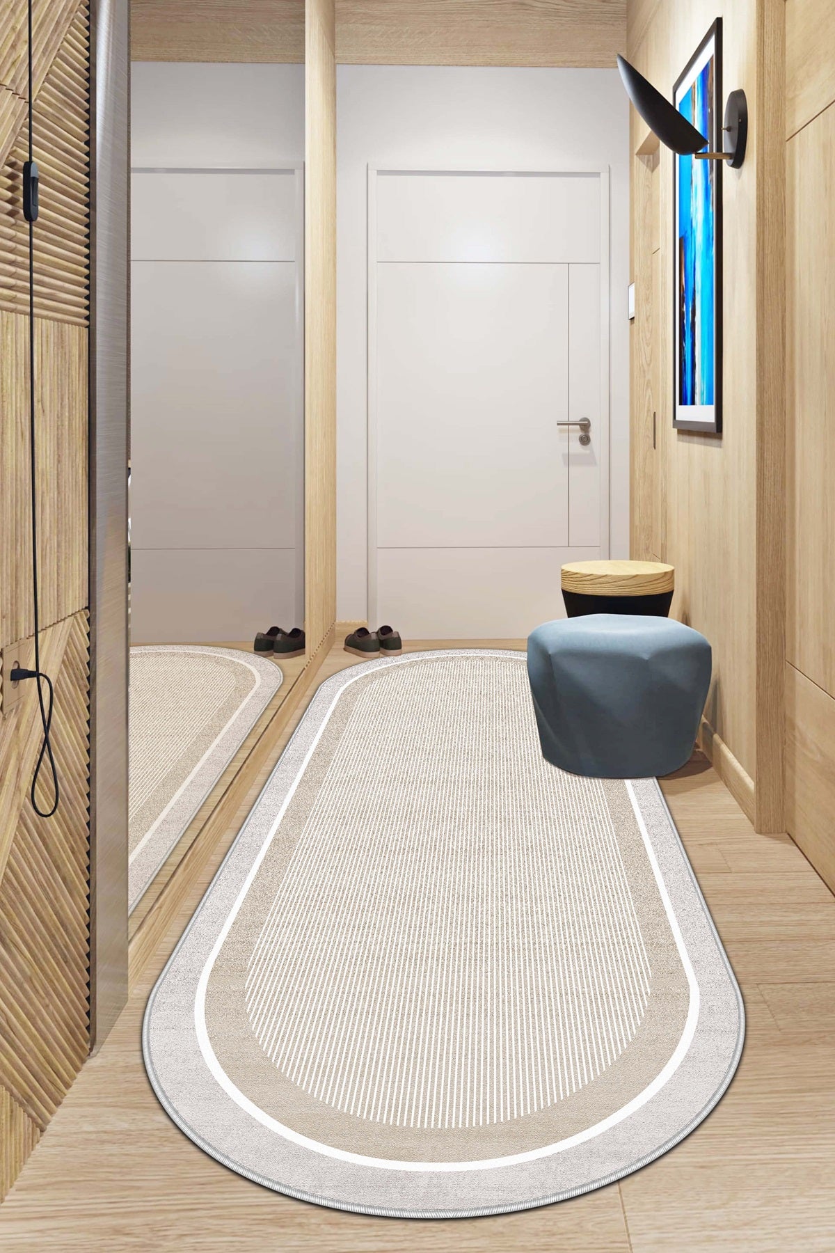 West Home Dijital Baskılı Yıkanabilir Kaymaz Taban Salon, Mutfak ve Yolluk Halısı-600 Beige