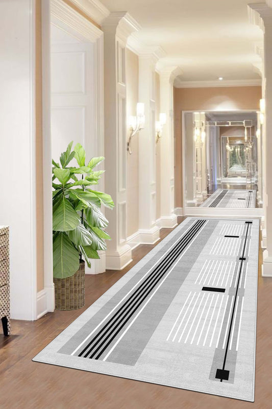 West Home Dijital Baskılı Yıkanabilir Kaymaz Taban Salon, Mutfak ve Yolluk Halısı-602 Grey