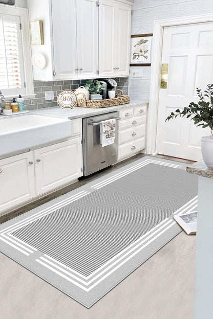 West Home Dijital Baskılı Yıkanabilir Kaymaz Taban Salon, Mutfak ve Yolluk Halısı-603 Grey