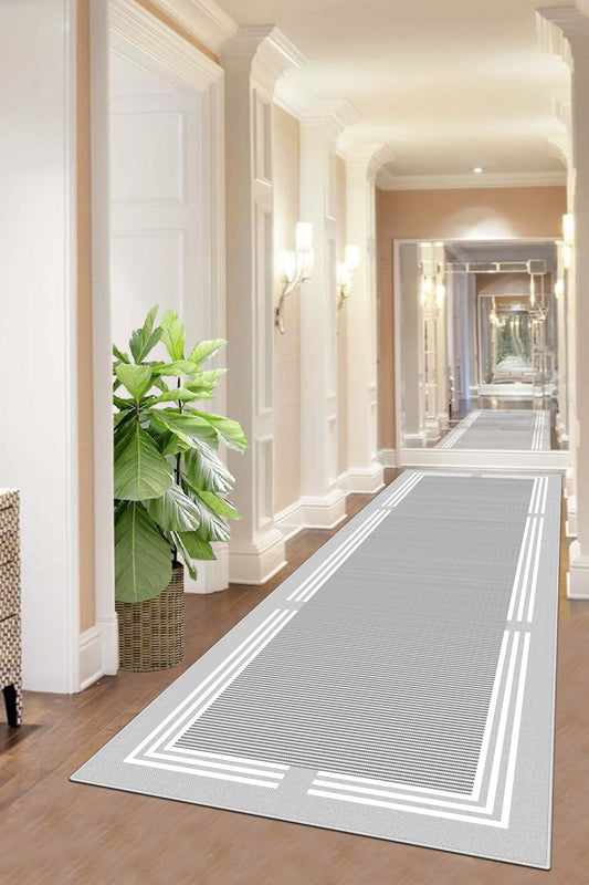 West Home Dijital Baskılı Yıkanabilir Kaymaz Taban Salon, Mutfak ve Yolluk Halısı-603 Grey