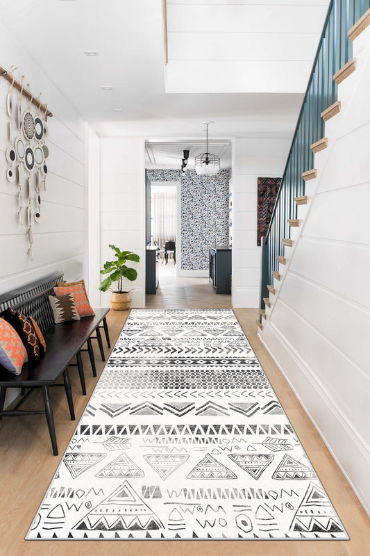 West Home Dijital Baskılı Yıkanabilir Kaymaz Taban Salon, Mutfak ve Yolluk Halısı-604 Black