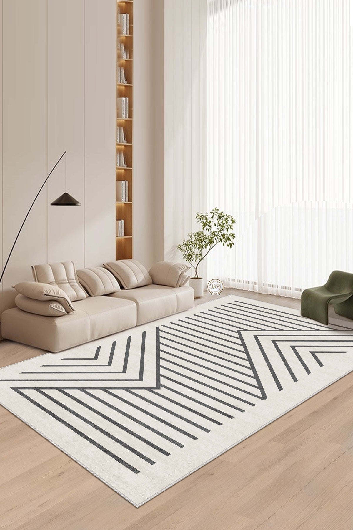 West Home Dijital Baskılı Yıkanabilir Kaymaz Taban Salon, Mutfak ve Yolluk Halısı-605 White