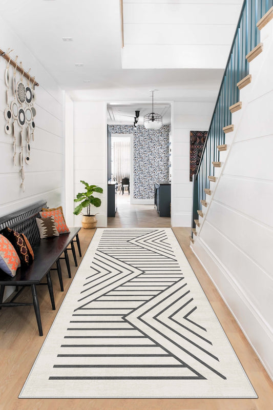West Home Dijital Baskılı Yıkanabilir Kaymaz Taban Salon, Mutfak ve Yolluk Halısı-605 White