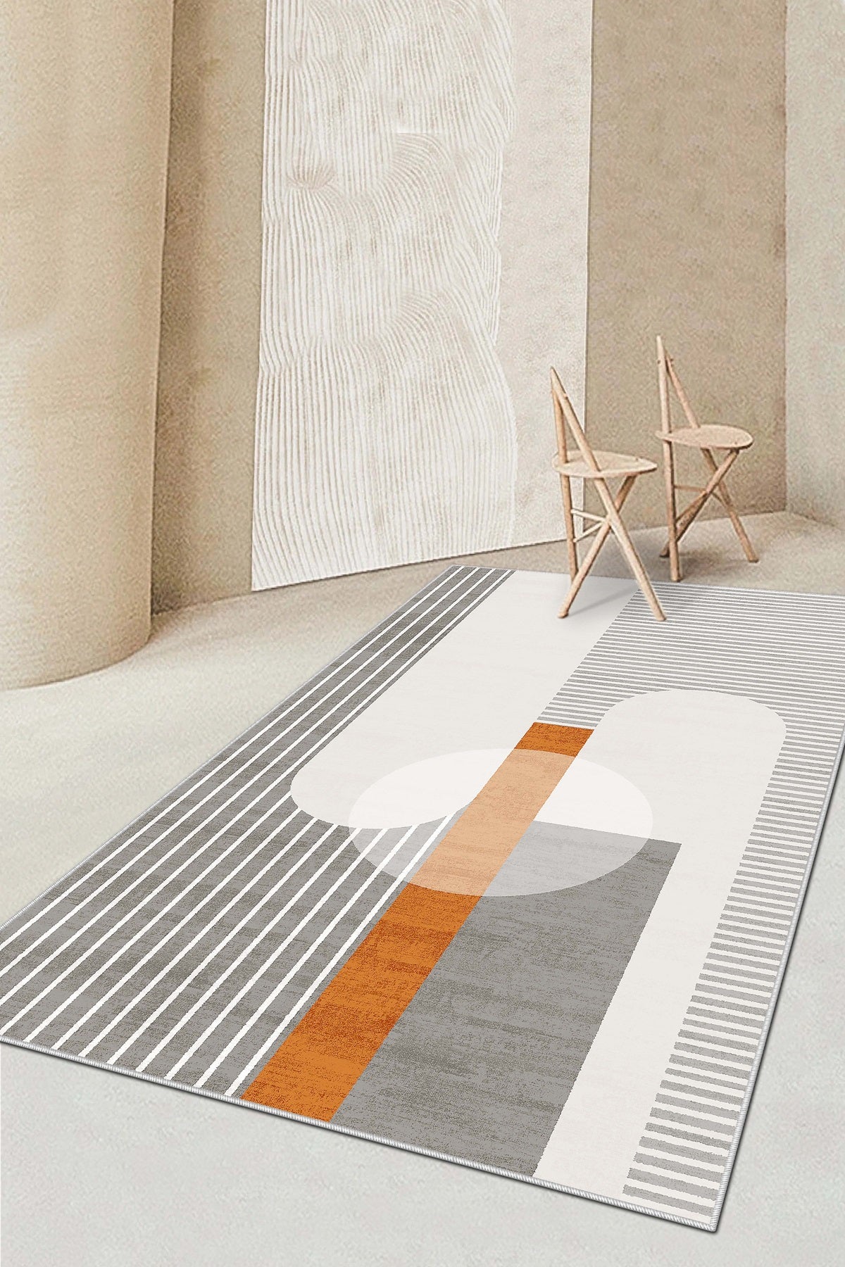 West Home Dijital Baskılı Yıkanabilir Kaymaz Taban Salon, Mutfak ve Yolluk Halısı-608 Grey