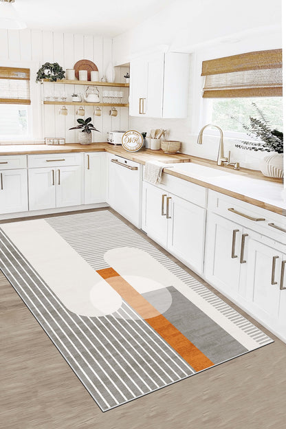 West Home Dijital Baskılı Yıkanabilir Kaymaz Taban Salon, Mutfak ve Yolluk Halısı-608 Grey