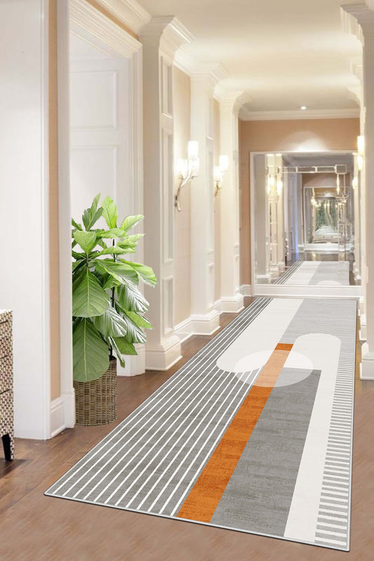 West Home Dijital Baskılı Yıkanabilir Kaymaz Taban Salon, Mutfak ve Yolluk Halısı-608 Grey