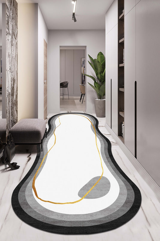 West Home Dijital Baskılı Yıkanabilir Kaymaz Taban Salon, Mutfak ve Yolluk Halısı-609 White