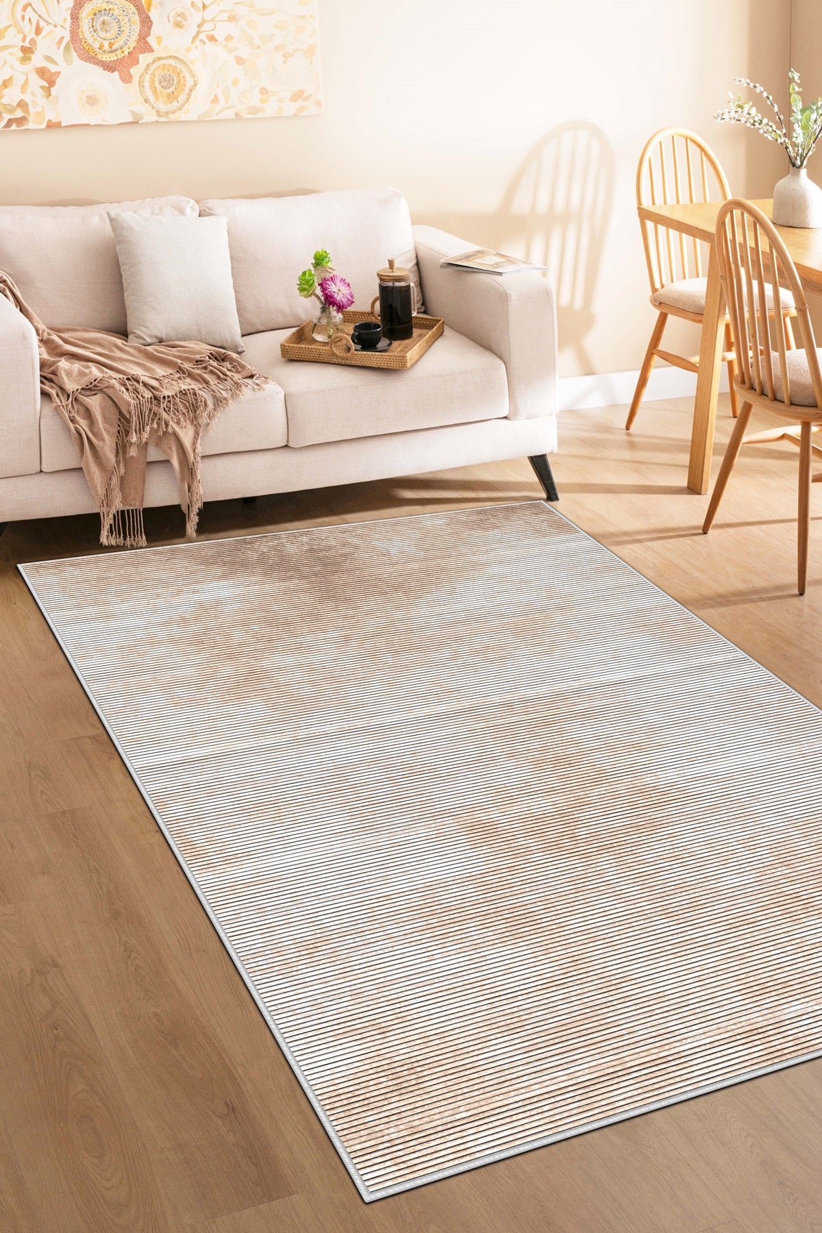 West Home Dijital Baskılı Yıkanabilir Kaymaz Taban Salon, Mutfak ve Yolluk Halısı-610 Beige