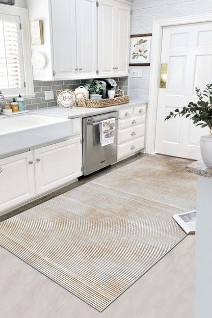 West Home Dijital Baskılı Yıkanabilir Kaymaz Taban Salon, Mutfak ve Yolluk Halısı-610 Beige