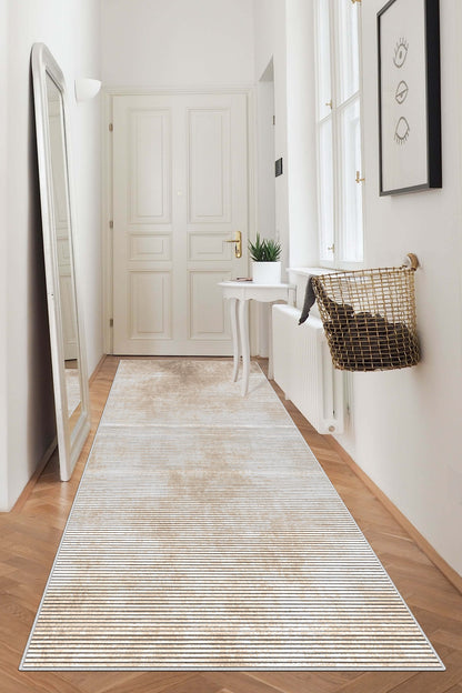 West Home Dijital Baskılı Yıkanabilir Kaymaz Taban Salon, Mutfak ve Yolluk Halısı-610 Beige