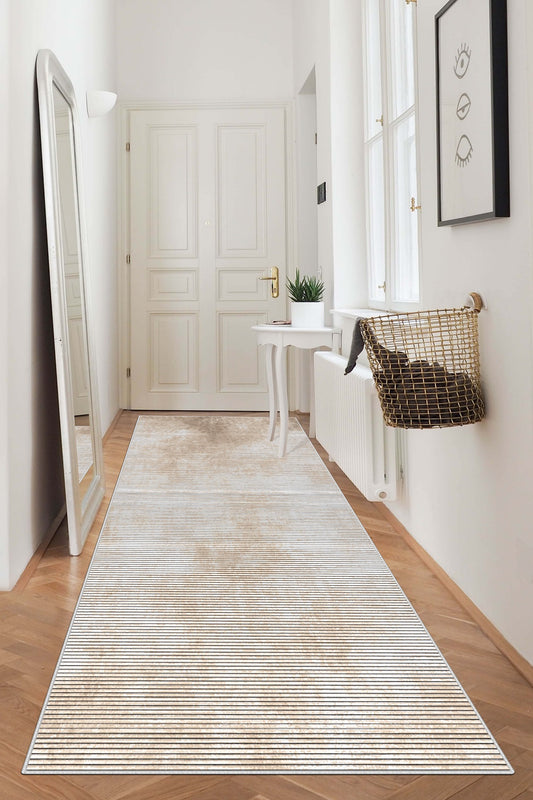 West Home Dijital Baskılı Yıkanabilir Kaymaz Taban Salon, Mutfak ve Yolluk Halısı-610 Beige