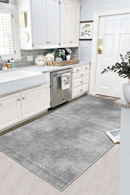 West Home Dijital Baskılı Yıkanabilir Kaymaz Taban Salon, Mutfak ve Yolluk Halısı-610 Grey