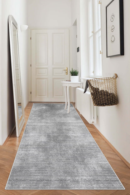 West Home Dijital Baskılı Yıkanabilir Kaymaz Taban Salon, Mutfak ve Yolluk Halısı-610 Grey