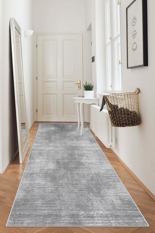 West Home Dijital Baskılı Yıkanabilir Kaymaz Taban Salon, Mutfak ve Yolluk Halısı-610 Grey