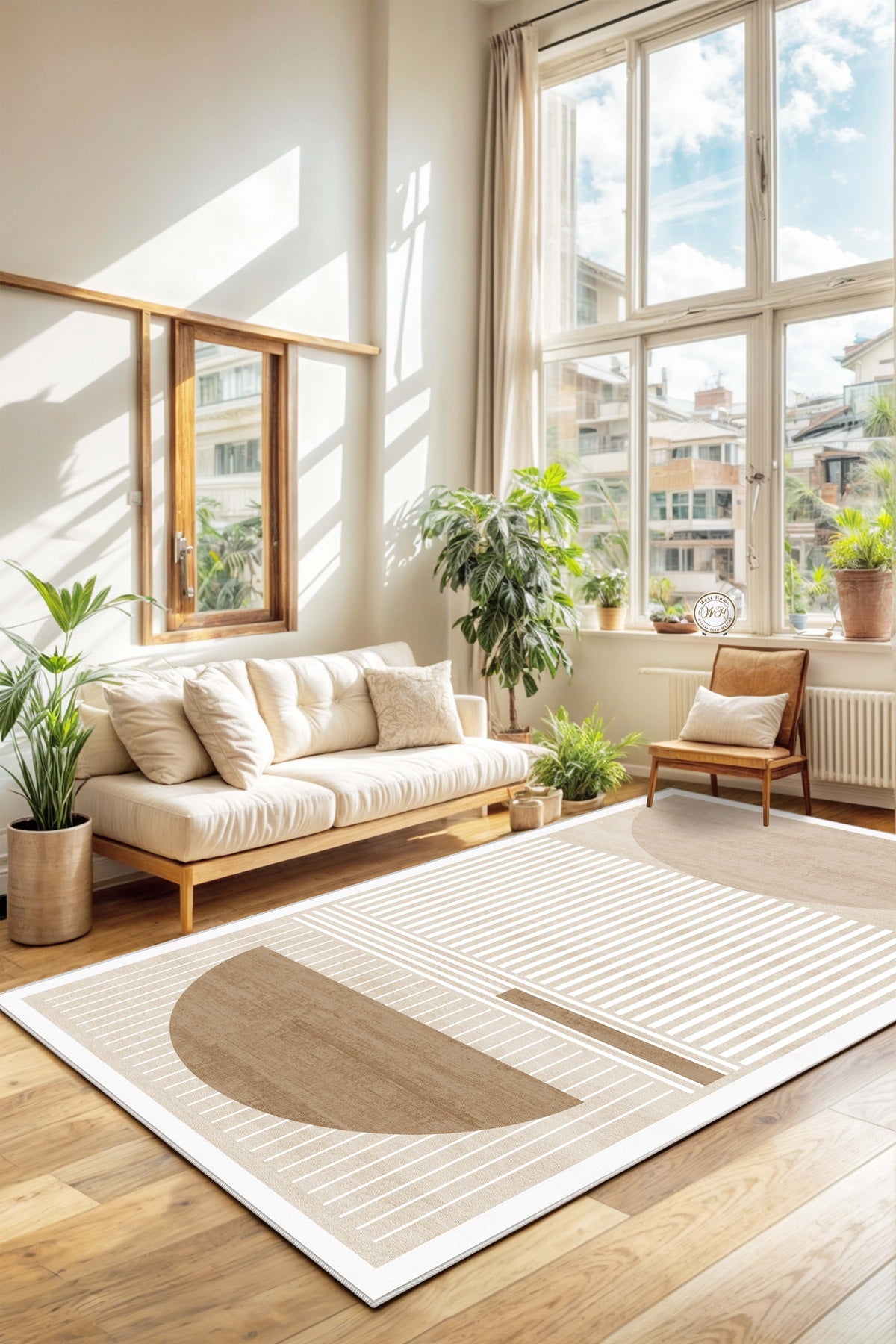West Home Dijital Baskılı Yıkanabilir Kaymaz Taban Salon, Mutfak ve Yolluk Halısı-612 Beige