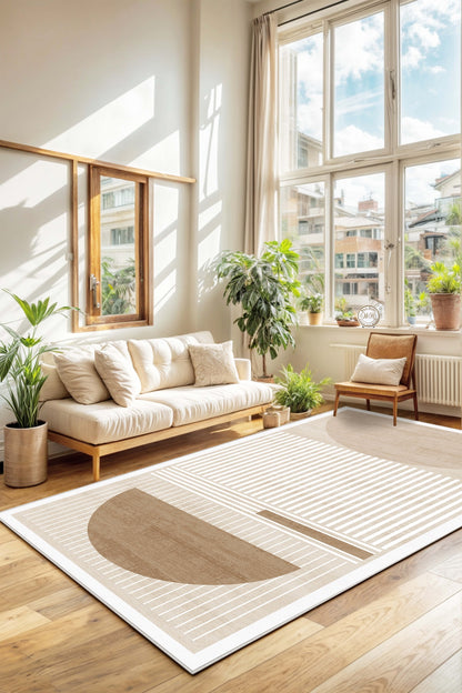West Home Dijital Baskılı Yıkanabilir Kaymaz Taban Salon, Mutfak ve Yolluk Halısı-612 Beige