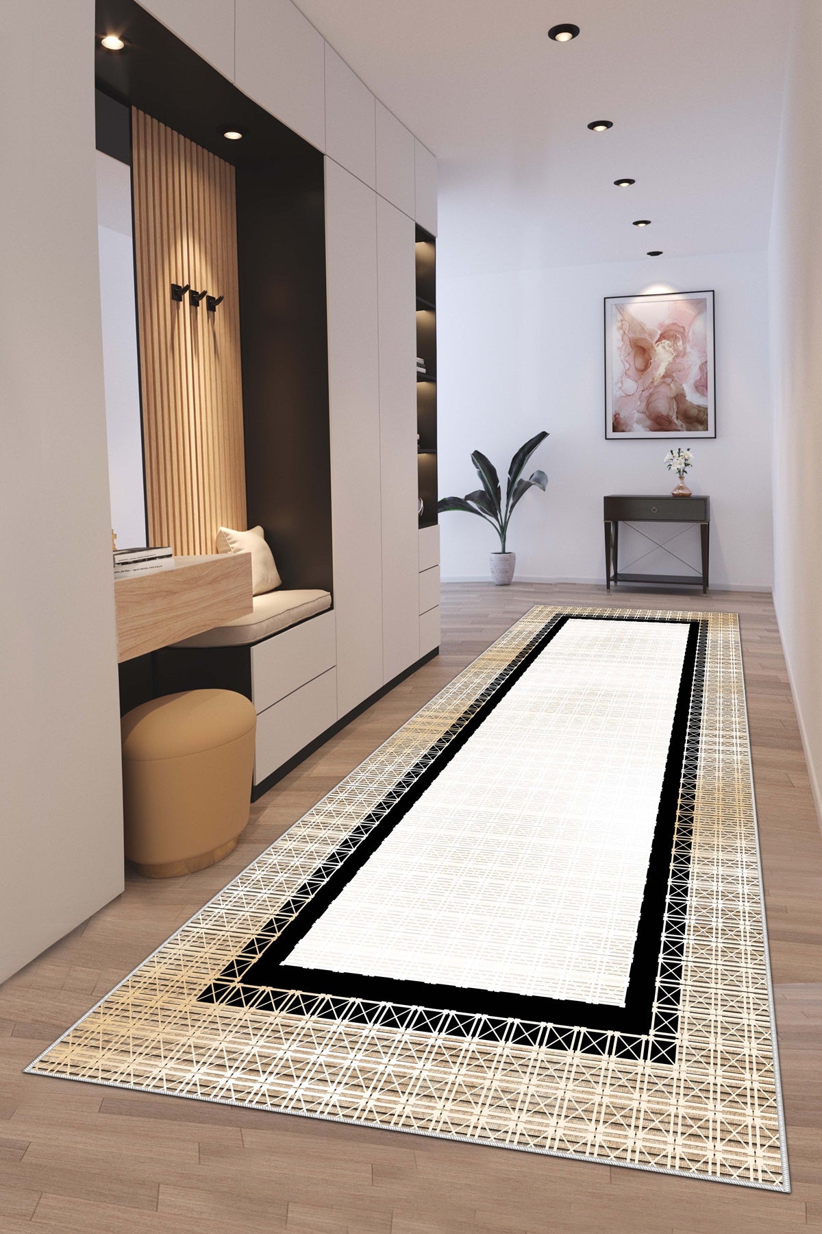 West Home Dijital Baskılı Yıkanabilir Kaymaz Taban Salon, Mutfak ve Yolluk Halısı-618 Beige