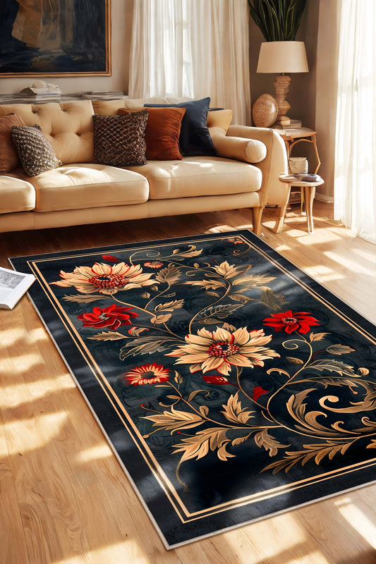 West Home Dijital Baskılı Yıkanabilir Kaymaz Taban Salon, Mutfak ve Yolluk Halısı-622 Anthratice