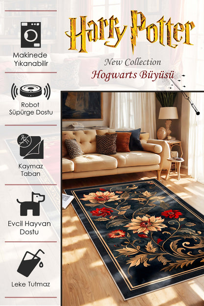 West Home Dijital Baskılı Yıkanabilir Kaymaz Taban Salon, Mutfak ve Yolluk Halısı-622 Anthratice
