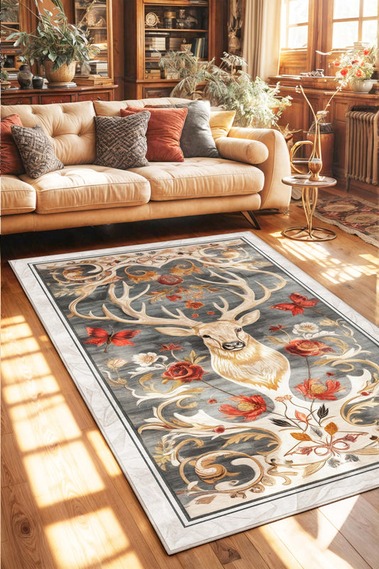West Home Dijital Baskılı Yıkanabilir Kaymaz Taban Salon, Mutfak ve Yolluk Halısı- 623 White