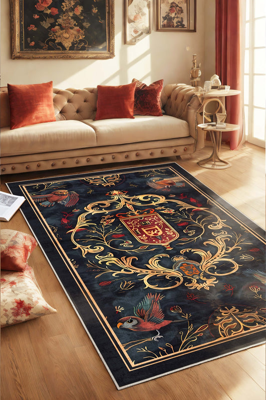 West Home Dijital Baskılı Yıkanabilir Kaymaz Taban Salon, Mutfak ve Yolluk Halısı-624 Anthratice