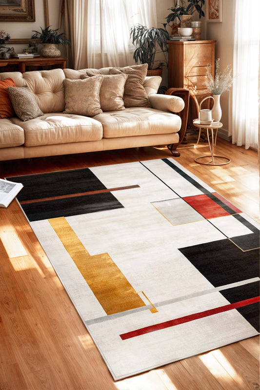 West Home Dijital Baskılı Yıkanabilir Kaymaz Taban Salon, Mutfak ve Yolluk Halısı-625 White