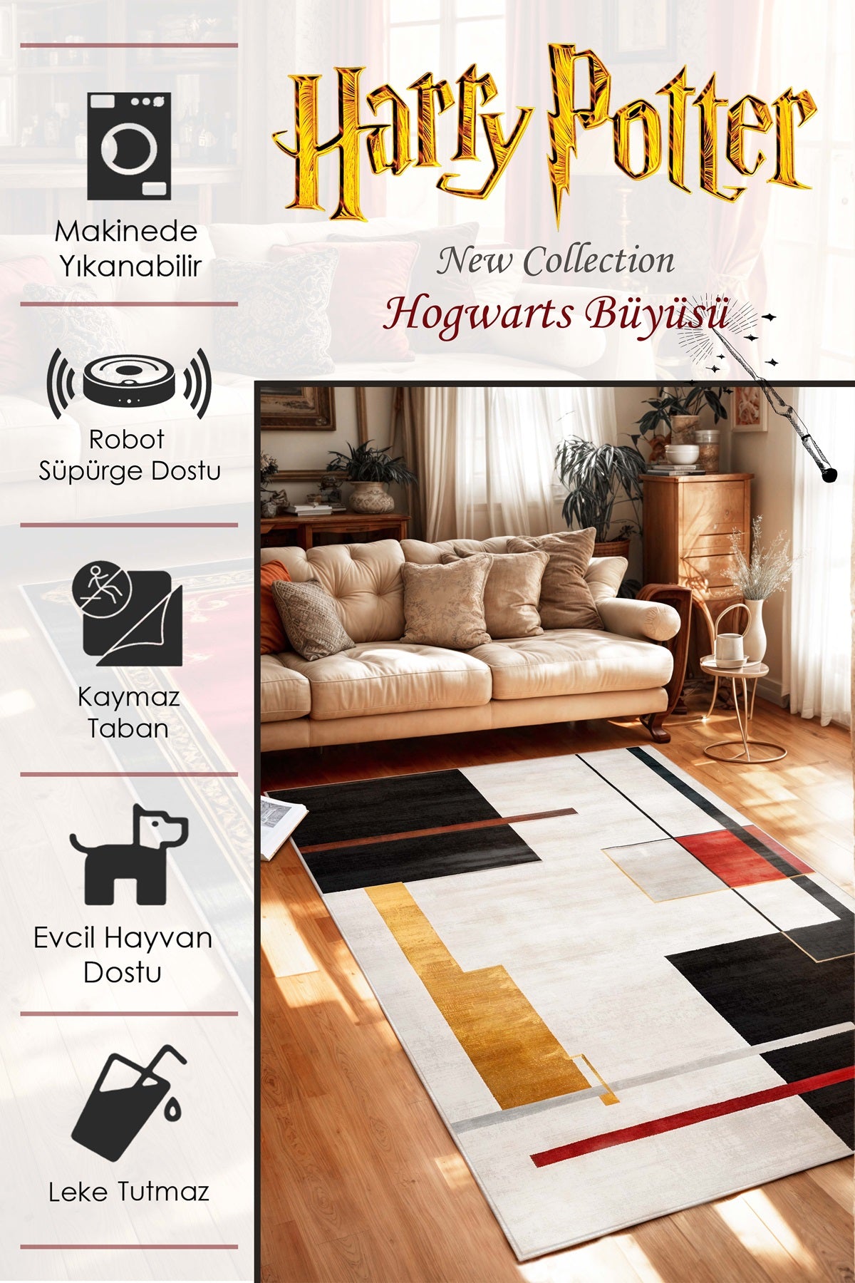 West Home Dijital Baskılı Yıkanabilir Kaymaz Taban Salon, Mutfak ve Yolluk Halısı-625 White