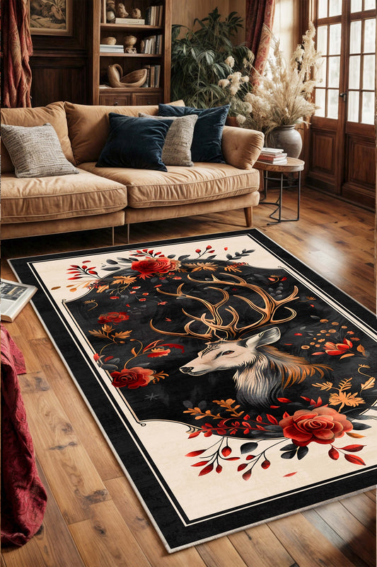 West Home Dijital Baskılı Yıkanabilir Kaymaz Taban Salon, Mutfak ve Yolluk Halısı-628 Anthratice