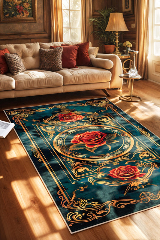 West Home Dijital Baskılı Yıkanabilir Kaymaz Taban Salon, Mutfak ve Yolluk Halısı-629 Green