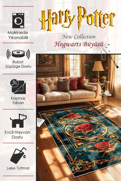 West Home Dijital Baskılı Yıkanabilir Kaymaz Taban Salon, Mutfak ve Yolluk Halısı-629 Green