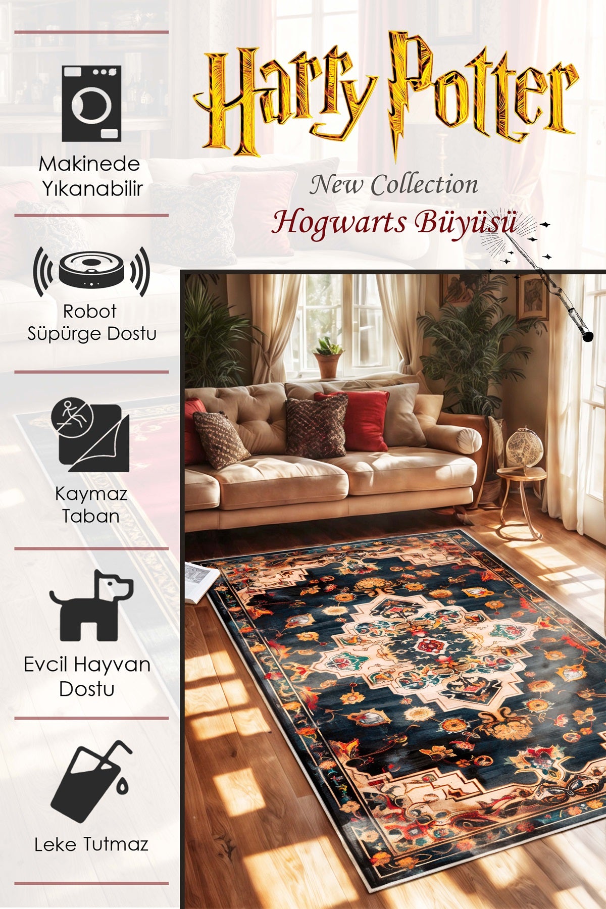 West Home Dijital Baskılı Yıkanabilir Kaymaz Taban Salon, Mutfak ve Yolluk Halısı-630 Beige