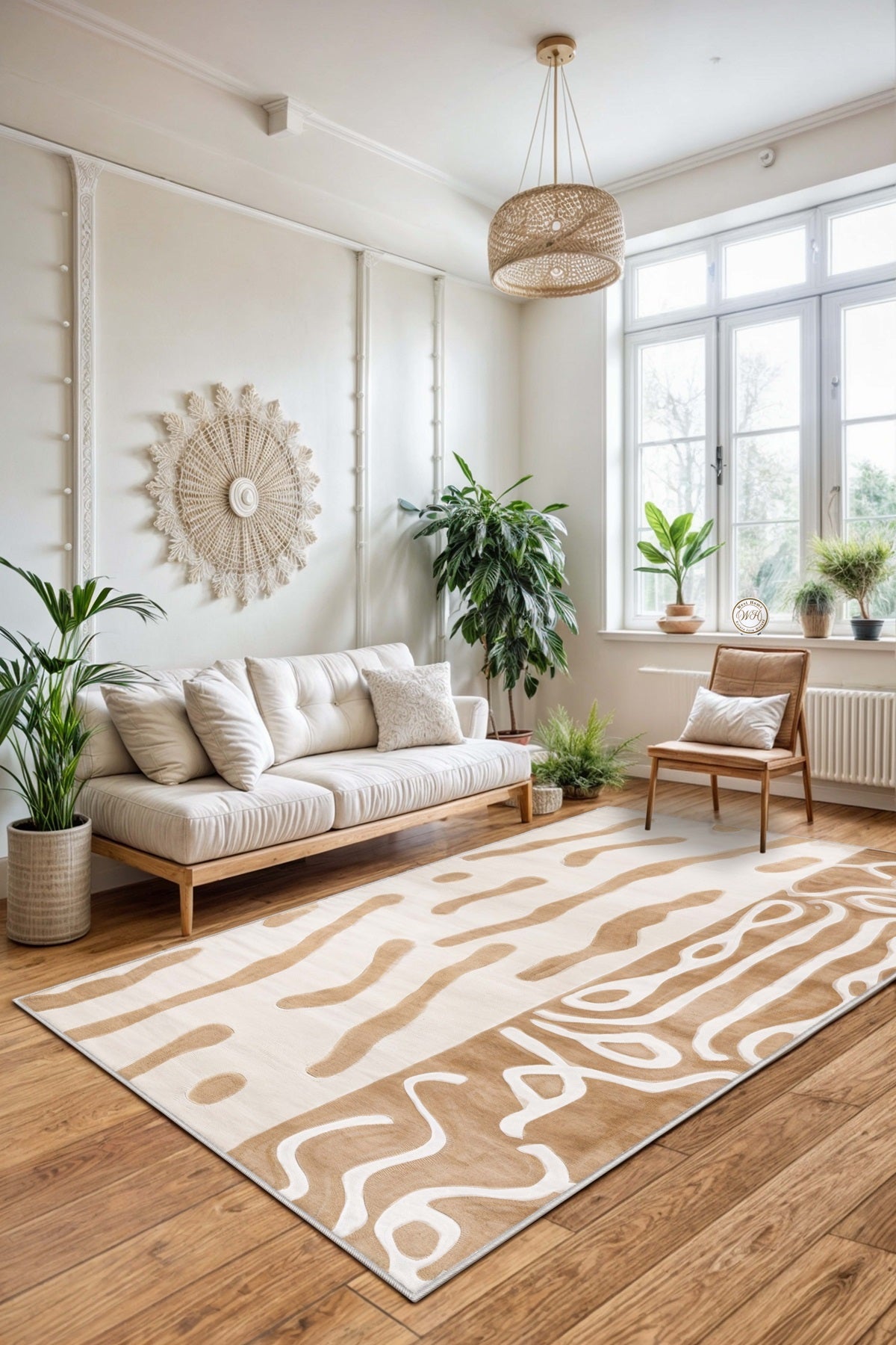West Home Dijital Baskılı Yıkanabilir Kaymaz Taban Salon, Mutfak ve Yolluk Halısı-633 Beige