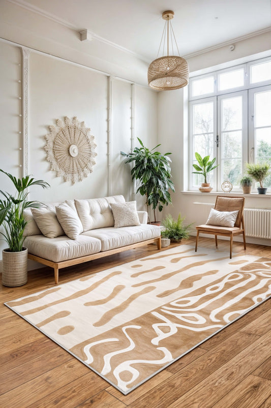 West Home Dijital Baskılı Yıkanabilir Kaymaz Taban Salon, Mutfak ve Yolluk Halısı-633 Beige