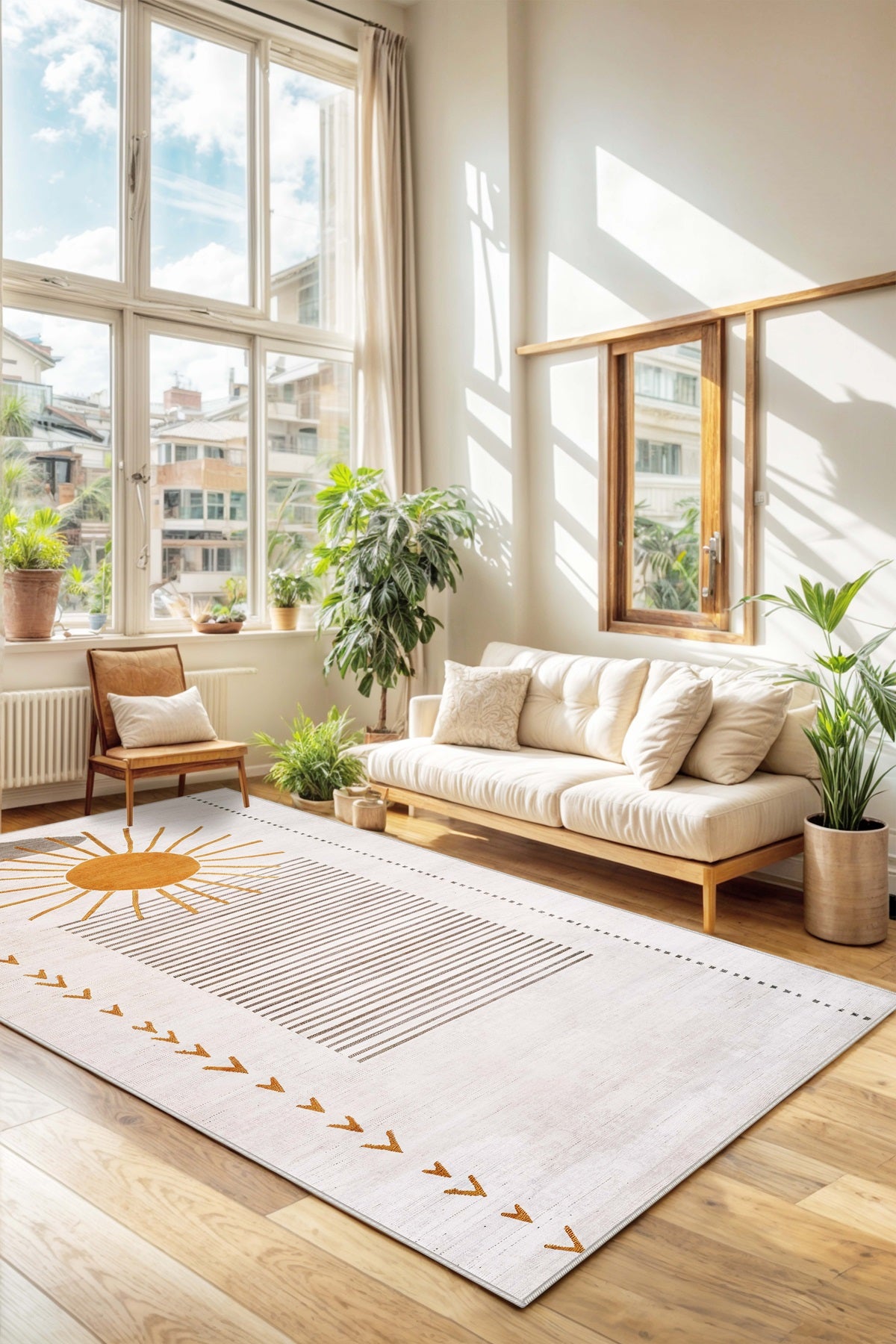 West Home Dijital Baskılı Yıkanabilir Kaymaz Taban Salon, Mutfak ve Yolluk Halısı-634 White