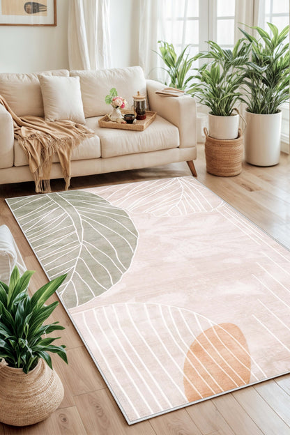 West Home Dijital Baskılı Yıkanabilir Kaymaz Taban Salon, Mutfak ve Yolluk Halısı-637 Beige