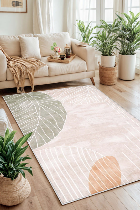 West Home Dijital Baskılı Yıkanabilir Kaymaz Taban Salon, Mutfak ve Yolluk Halısı-637 Beige