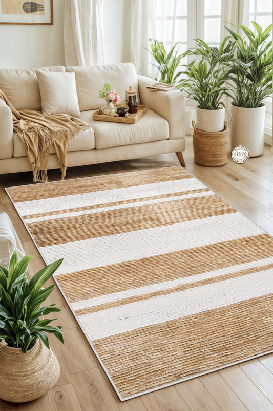 West Home Dijital Baskılı Yıkanabilir Kaymaz Taban Salon, Mutfak ve Yolluk Halısı-639 Beige