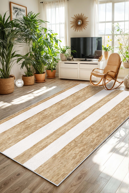 West Home Dijital Baskılı Yıkanabilir Kaymaz Taban Salon, Mutfak ve Yolluk Halısı-640 Beige
