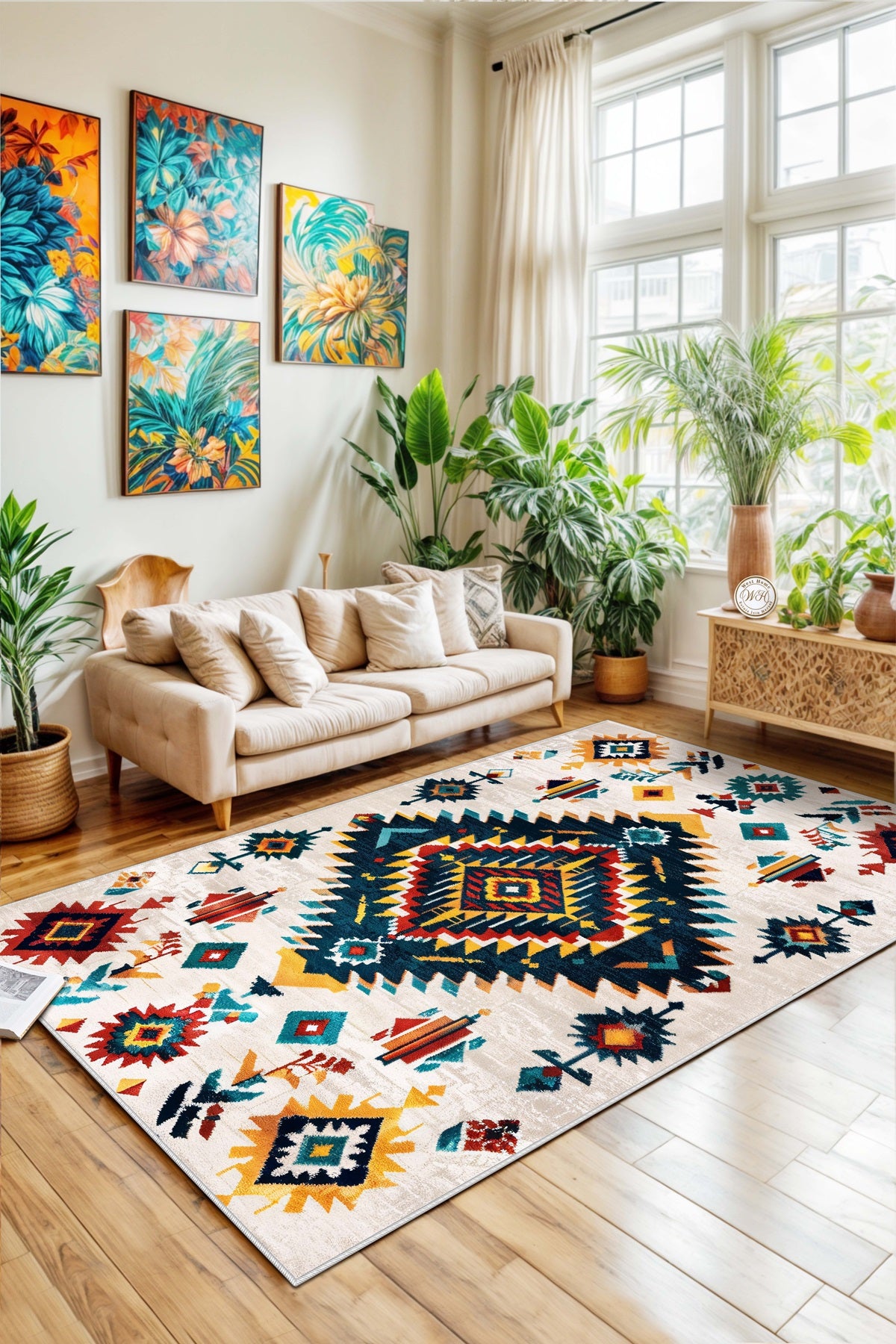 West Home Dijital Baskılı Yıkanabilir Kaymaz Taban Salon, Mutfak ve Yolluk Halısı-643 Multy
