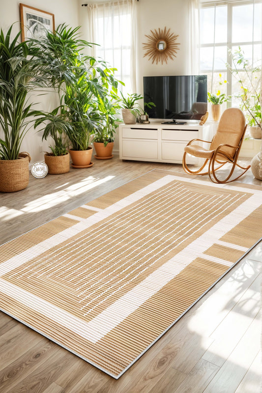 West Home Dijital Baskılı Yıkanabilir Kaymaz Taban Salon, Mutfak ve Yolluk Halısı-648 Beige
