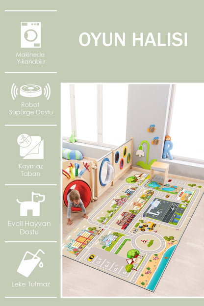 West Home Makinede Yıkanabilir, Çocuk Halısı-656 Beige