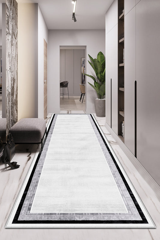 West Home Dijital Baskılı Yıkanabilir Kaymaz Taban Salon, Mutfak ve Yolluk Halısı-660 Grey